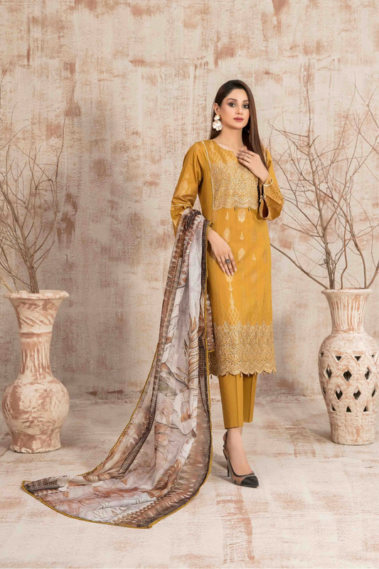 Chikan kari Jaquard Lawn 3pc suit