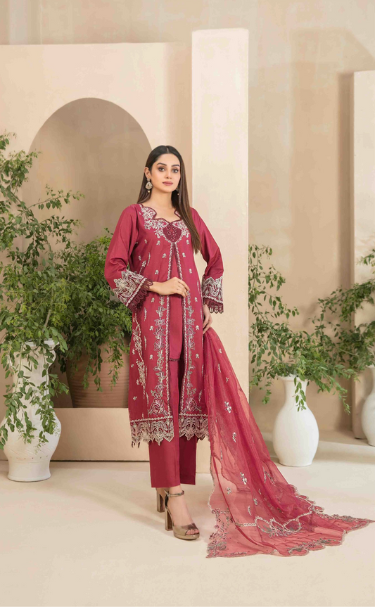 Semi-Stitched Viscose Suit 3pc