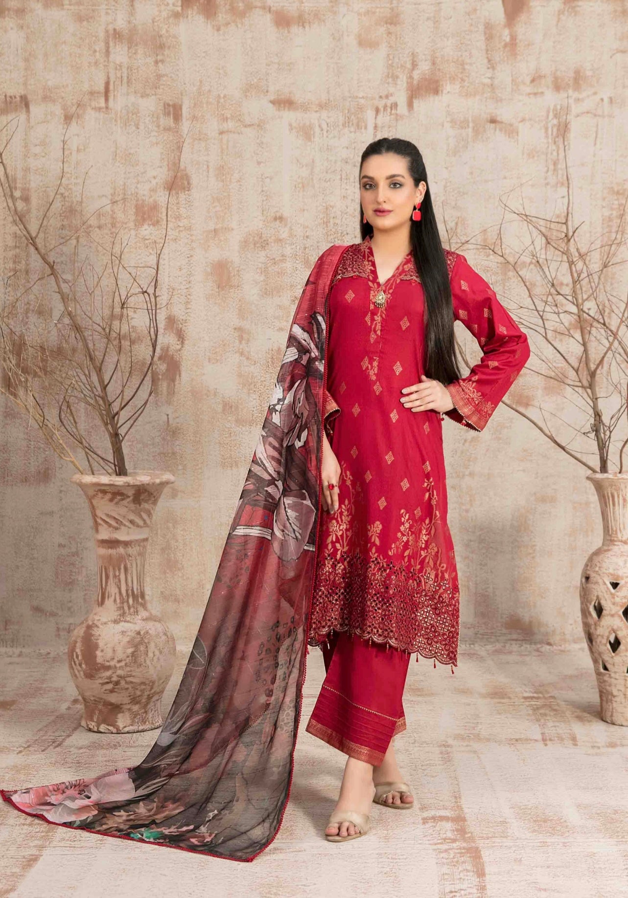 Chikan kari Jaquard Lawn 3pc Suit